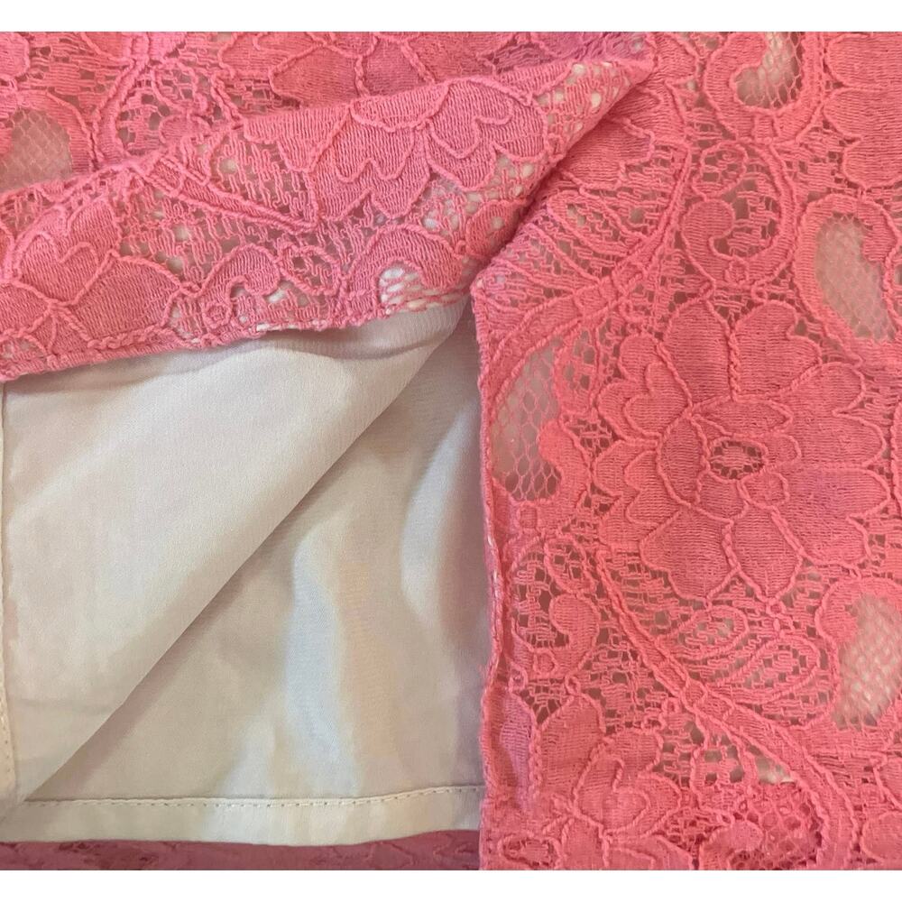 H&M Conscious Collection Women's Salmon Pink Lace Lined Pencil Skirt | Size 4 - Picture 6 of 9